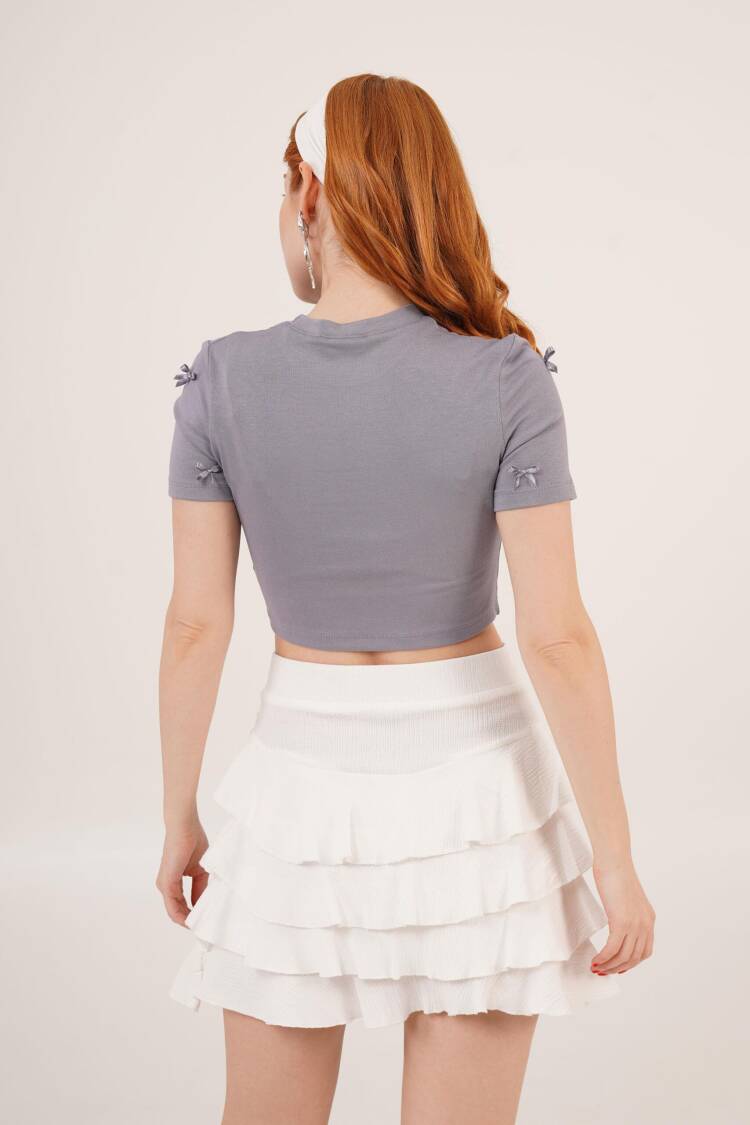 Wholesale Crop T Shirt With Bow Detail