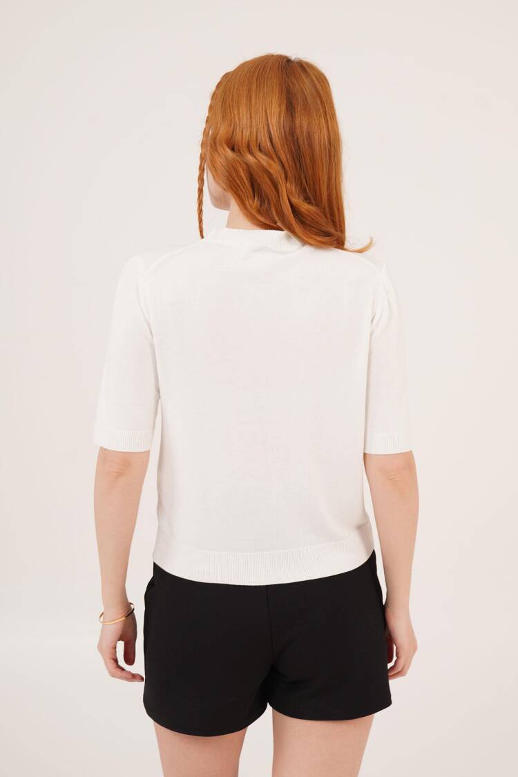 Half Sleeve Round Neck Lycra Wholesale SlimSweater Blouse