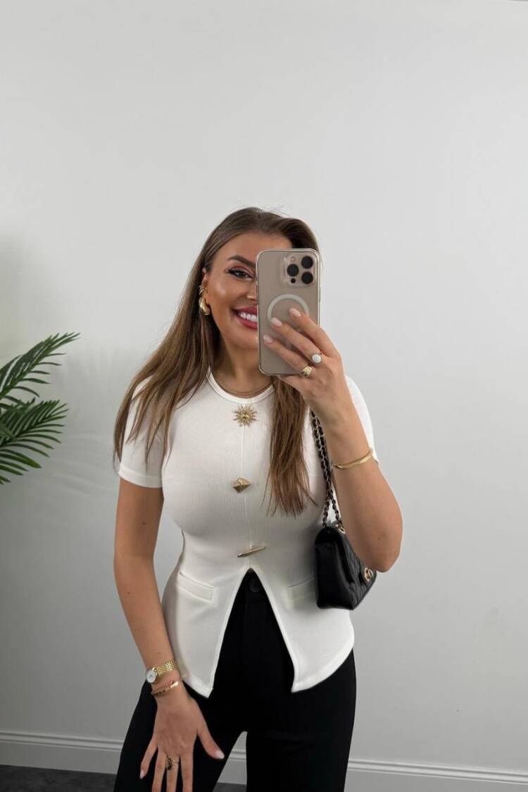 Draped Sun Accessory Blouse - Fiori - Globality Store - Women Clothes Wholesale Turkey