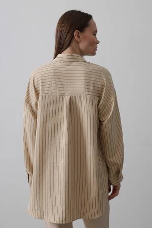 Striped Single Pocket Shirt - Reyon - Globality Store - Women Clothes Wholesale Turkey