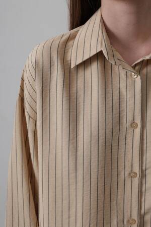 Striped Single Pocket Shirt - Reyon - Globality Store - Women Clothes Wholesale Turkey