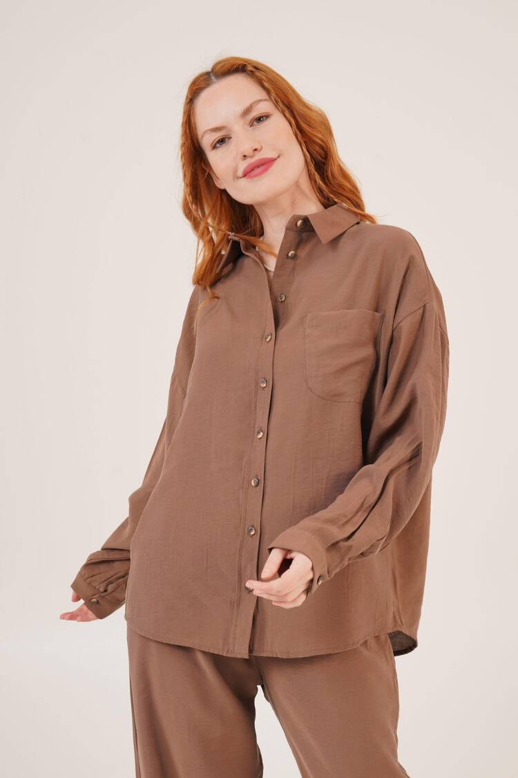 Slap Pattern Low Shoulder Single PocketWholesale Shirt