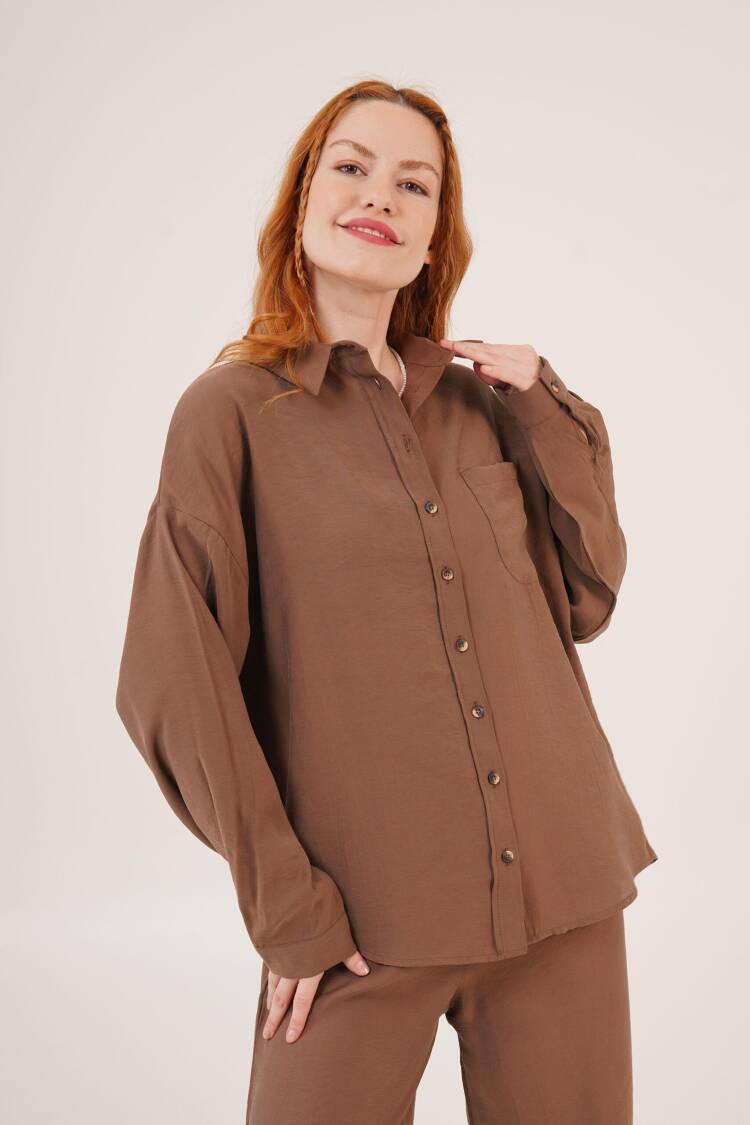 Slap Pattern Low Shoulder Single PocketWholesale Shirt