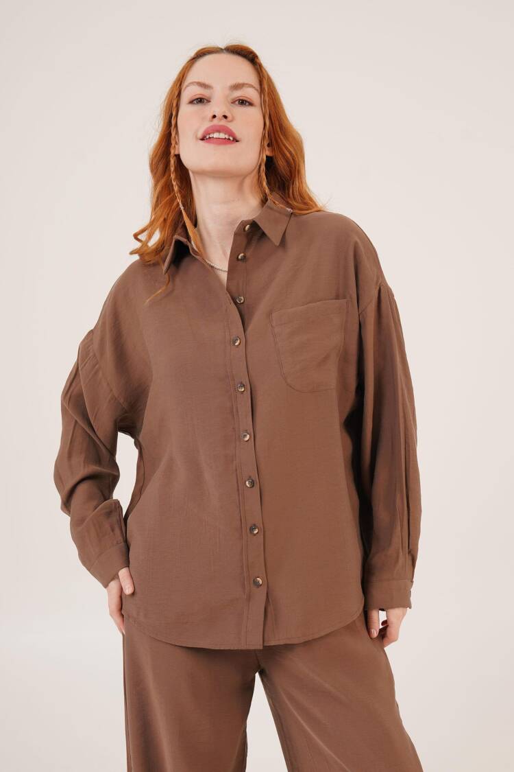 Slap Pattern Low Shoulder Single PocketWholesale Shirt
