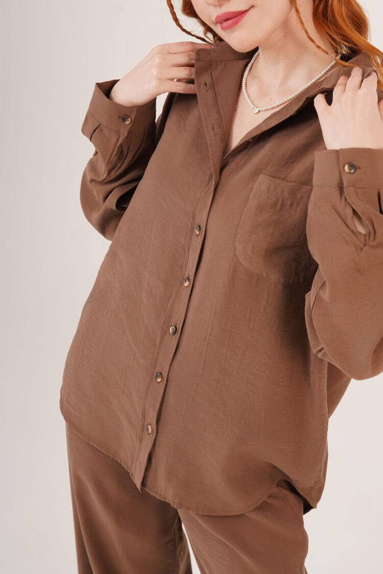 Slap Pattern Low Shoulder Single PocketWholesale Shirt