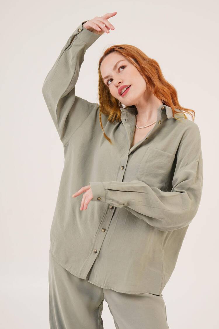 Slash Pattern Low Shoulder One PocketWholesale Shirt