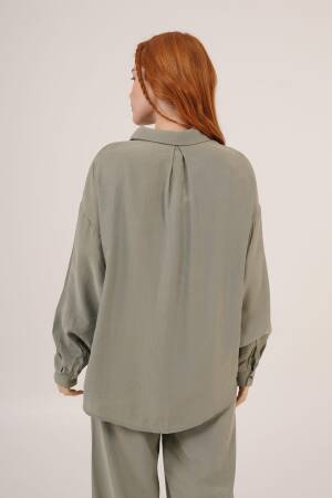 Slash Pattern Low Shoulder One PocketWholesale Shirt - Lustrin - Globality Store - Women Clothes Wholesale Turkey