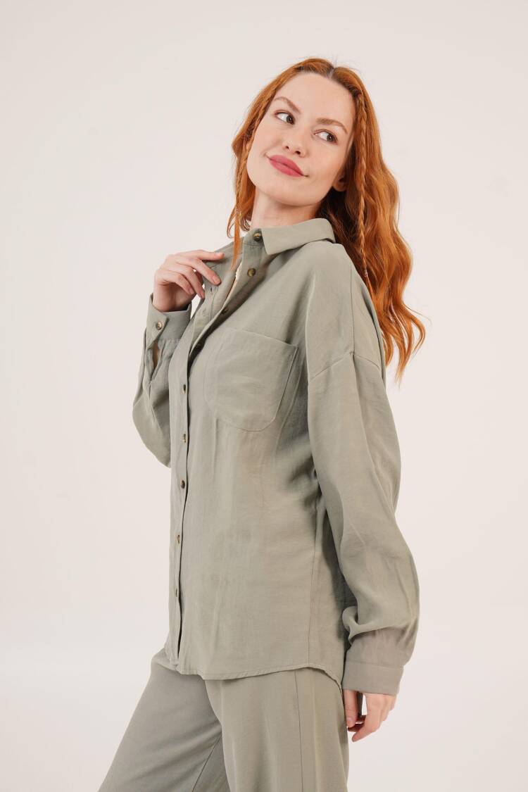 Slash Pattern Low Shoulder One PocketWholesale Shirt