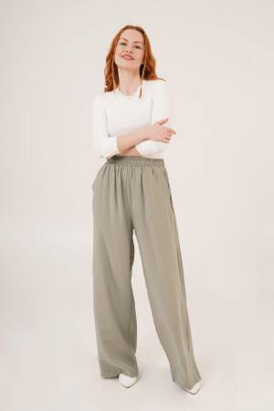 Wholesale Pants With Elastic Waist Double Pockets - Lustrin - Globality Store - Women Clothes Wholesale Turkey