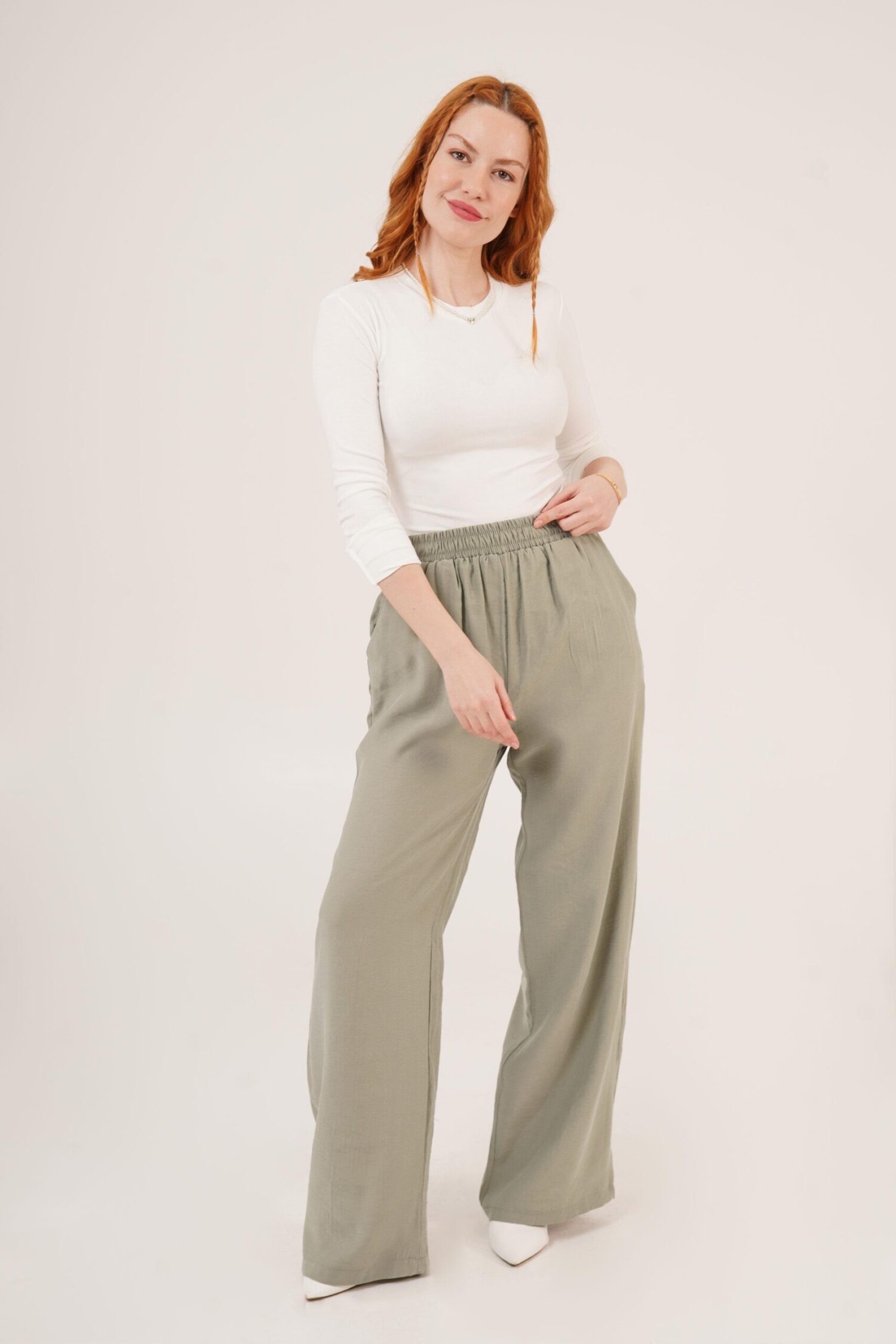 Wholesale Pants With Elastic Waist Double Pockets - Lustrin - Globality Store - Women Clothes Wholesale Turkey