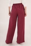Elastic Waist Double Pockets Burgundy Wholesale Pants - Lustrin - Globality Store - Women Clothes Wholesale Turkey