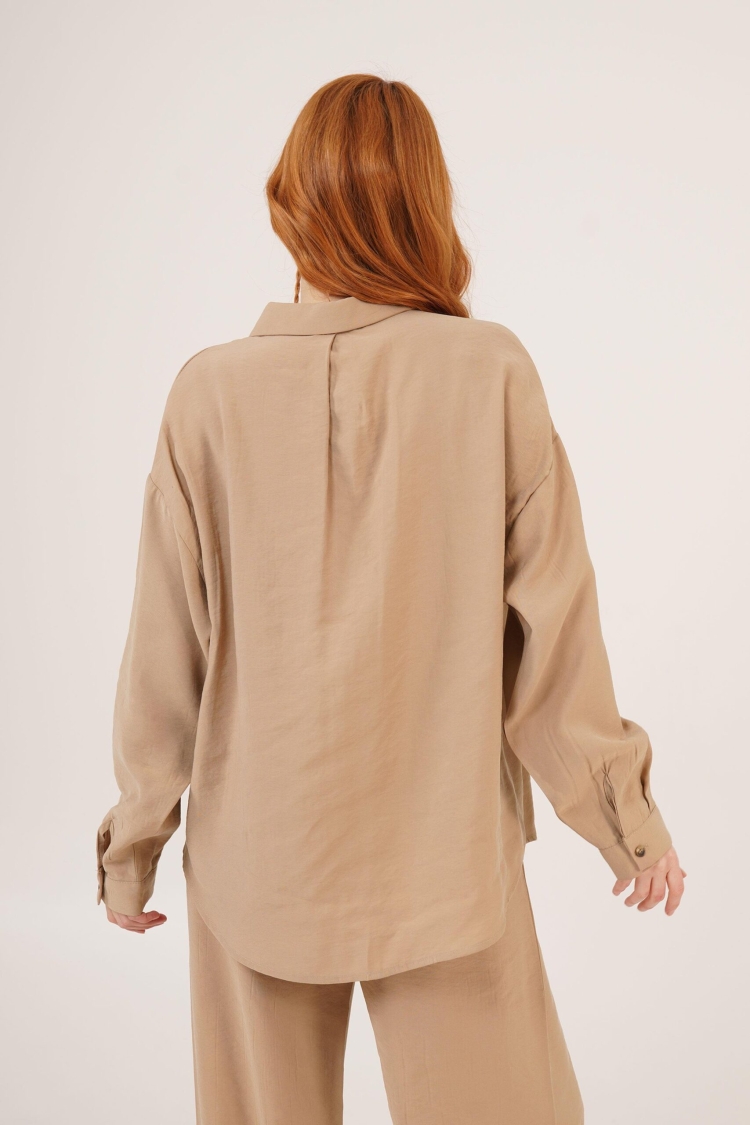 Shaggy Pattern Low Shoulder Single PocketWholesale Shirt