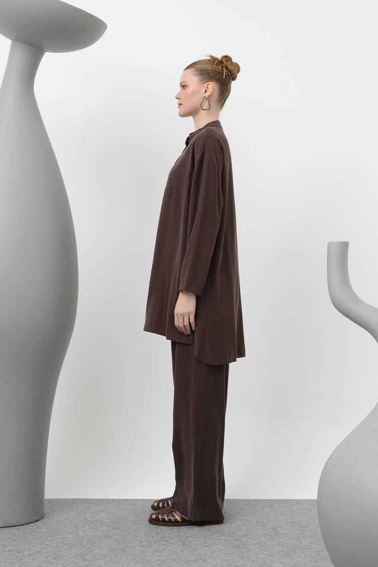 Judge Collar Patchwork Button Detailed Trouser Suit