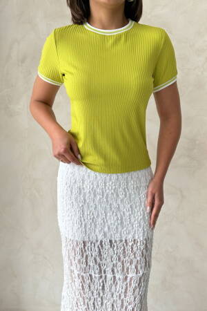 Fistick Cream Crew Neck Wholesale T-Shirt - Topshow - Globality Store - Women Clothes Wholesale Turkey