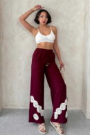 Lace-up Trousers - Burgundy - Topshow - Globality Store - Women Clothes Wholesale Turkey