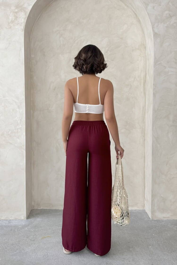 Lace-up Trousers - Burgundy