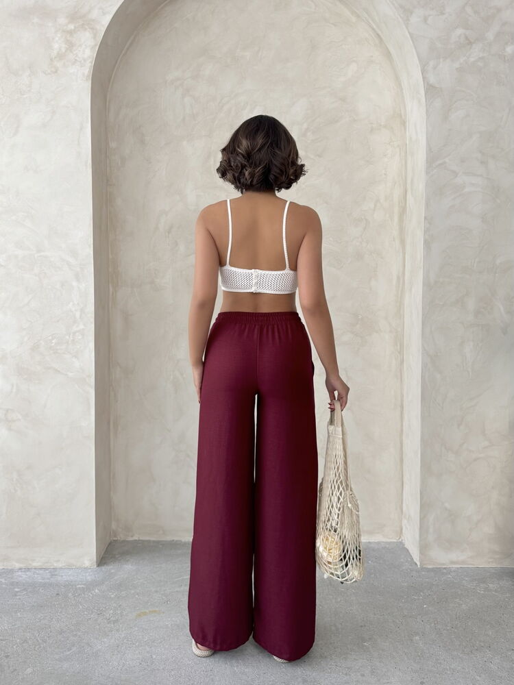 Lace-up Trousers - Burgundy