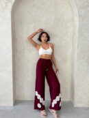 Lace-up Trousers - Burgundy - Topshow - Globality Store - Women Clothes Wholesale Turkey