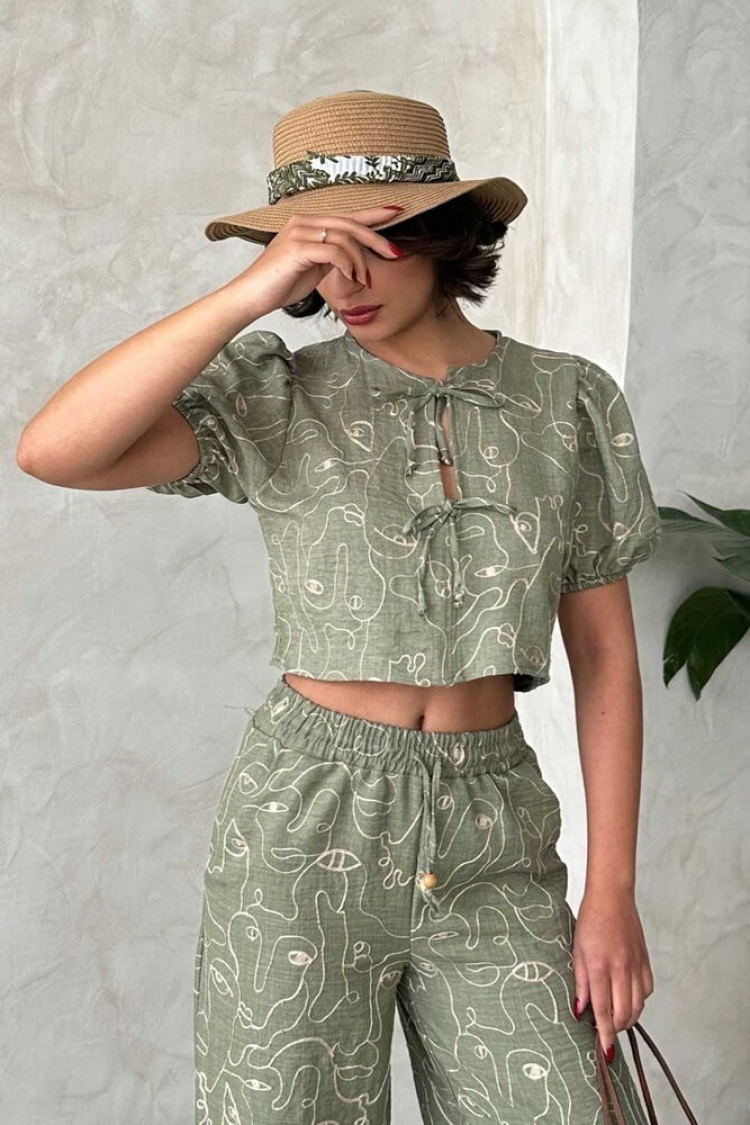 Embroidered Front Tie Blouse - Light - Topshow - Globality Store - Women Clothes Wholesale Turkey