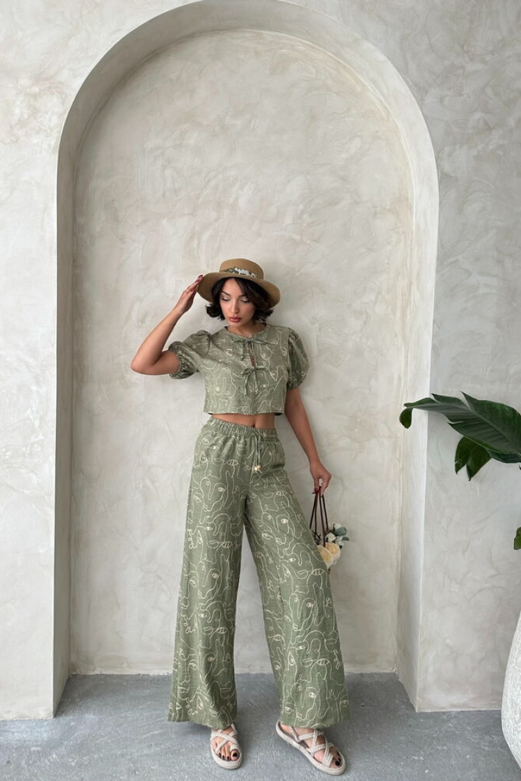 Embroidered Front Tie Blouse - Light