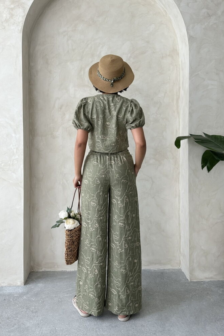 Embroidered Front Tie Blouse - Light
