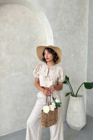 Embroidered Front Tie Blouse - Topshow - Globality Store - Women Clothes Wholesale Turkey