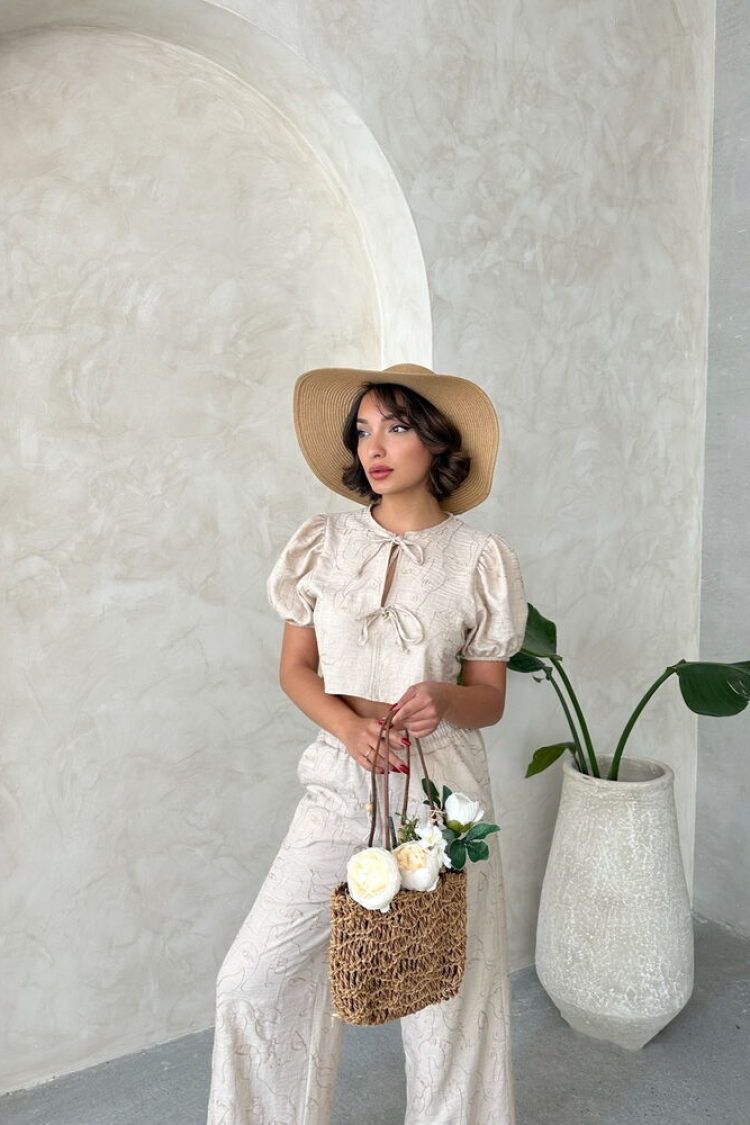 Embroidered Front Tie Blouse