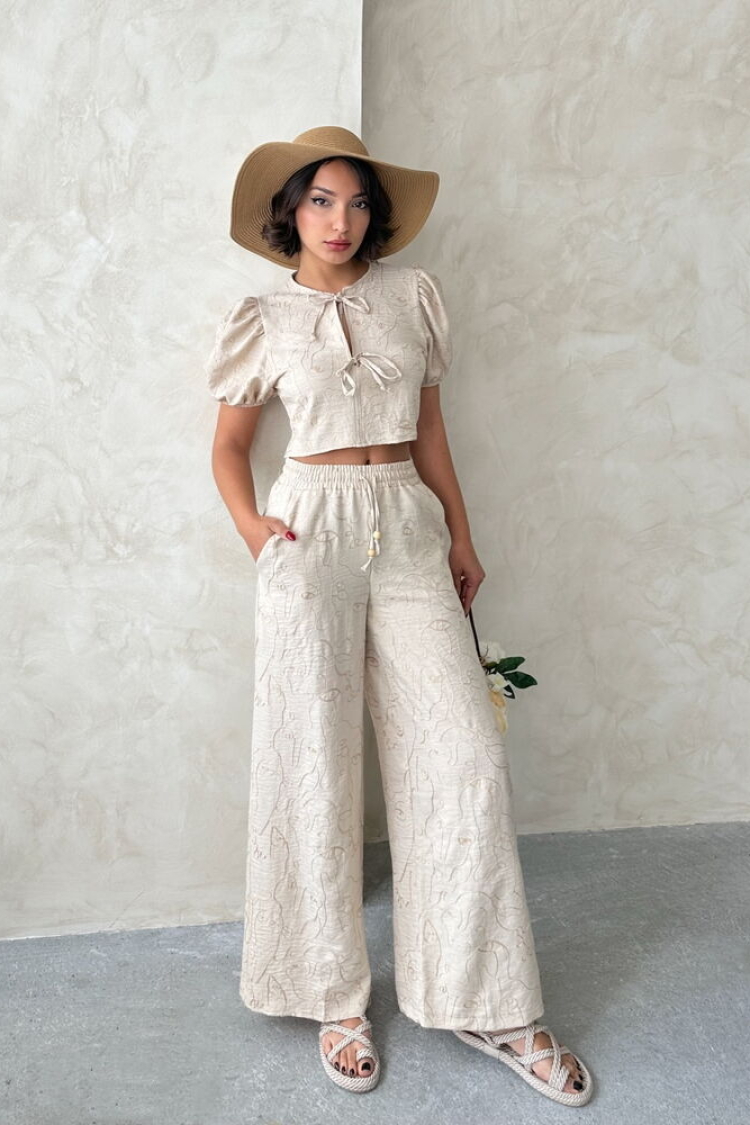 Embroidered Front Tie Blouse
