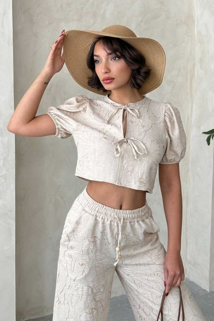 Embroidered Front Tie Blouse - Topshow - Globality Store - Women Clothes Wholesale Turkey