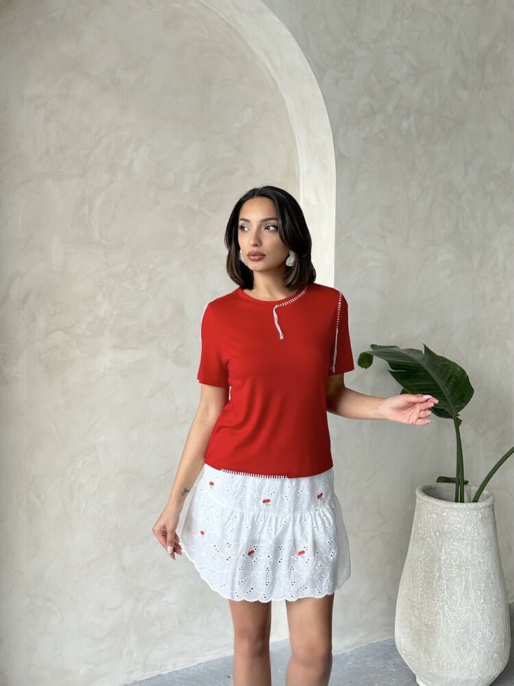 Floral Embroidered Above Knee Wholesale Skirt
