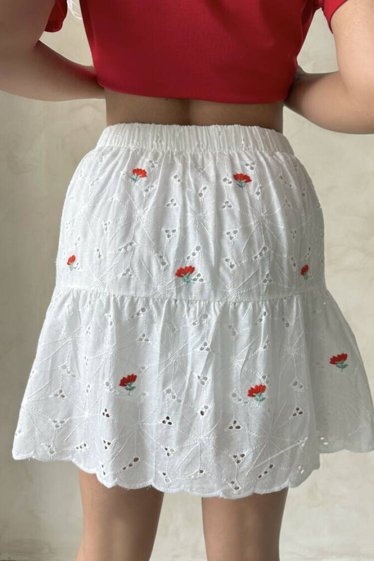 Floral Embroidered Above Knee Wholesale Skirt