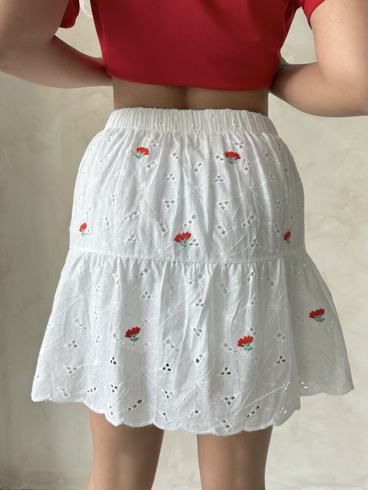 Floral Embroidered Above Knee Wholesale Skirt