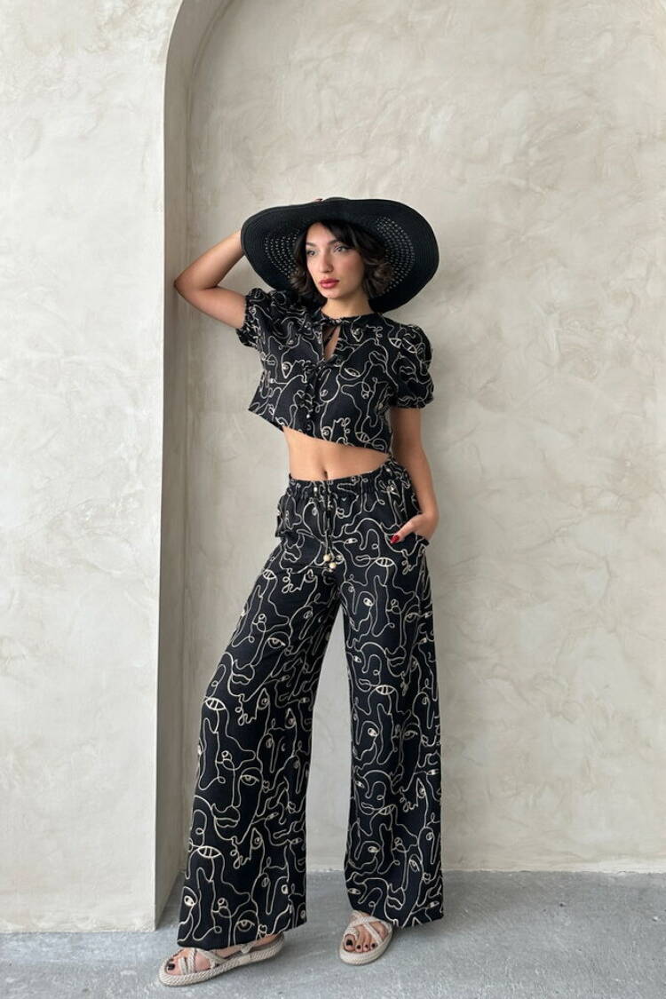 Embroidered Front Tie Blouse