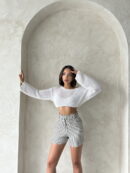 D1983 Striped Shorts - Mustard - Topshow - Globality Store - Women Clothes Wholesale Turkey