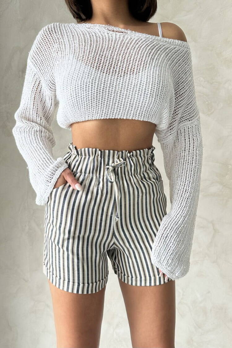 D1983 Striped Shorts - Mustard