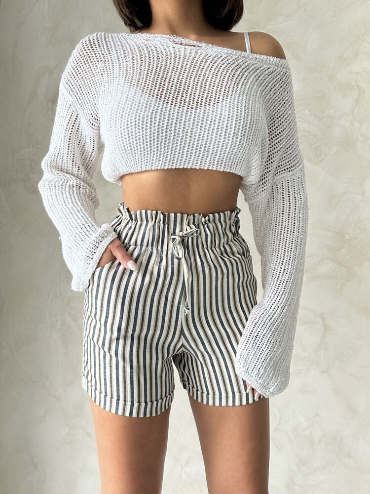 D1983 Striped Shorts - Mustard
