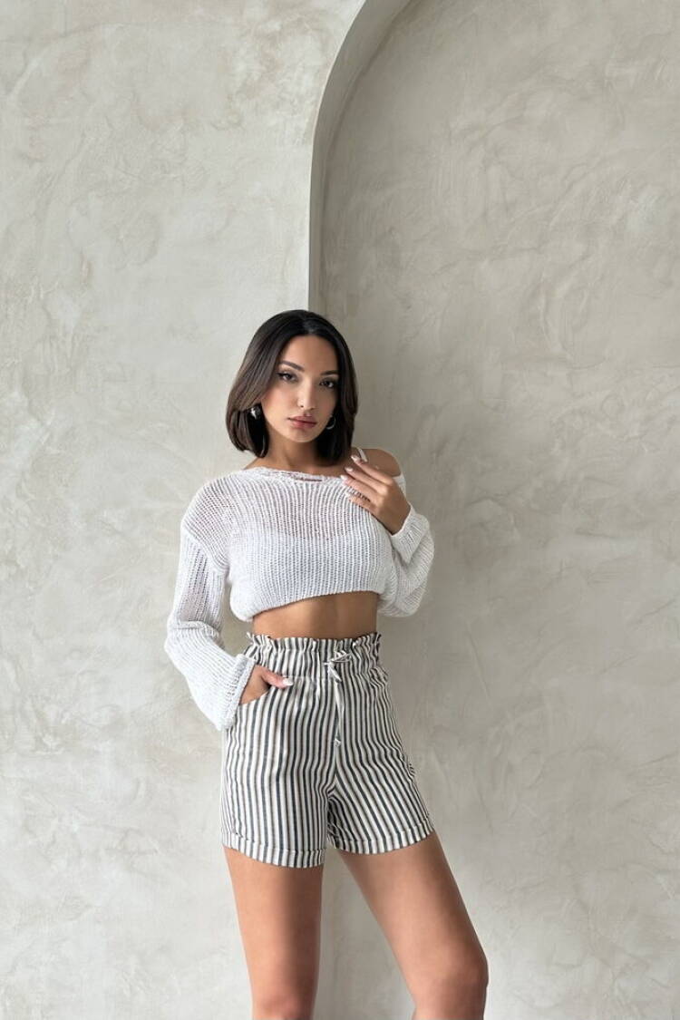 D1983 Striped Shorts - Mustard