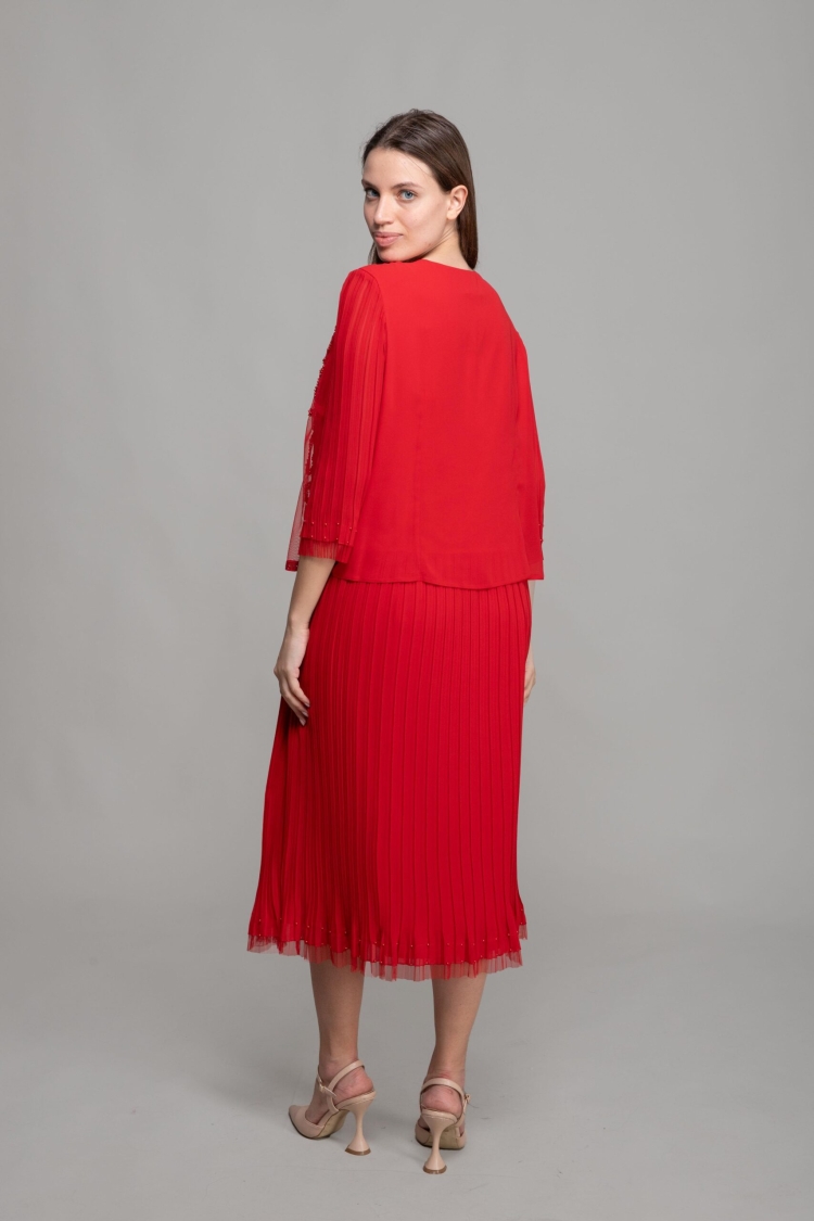 Round Neck Dress + Tulle Blouse