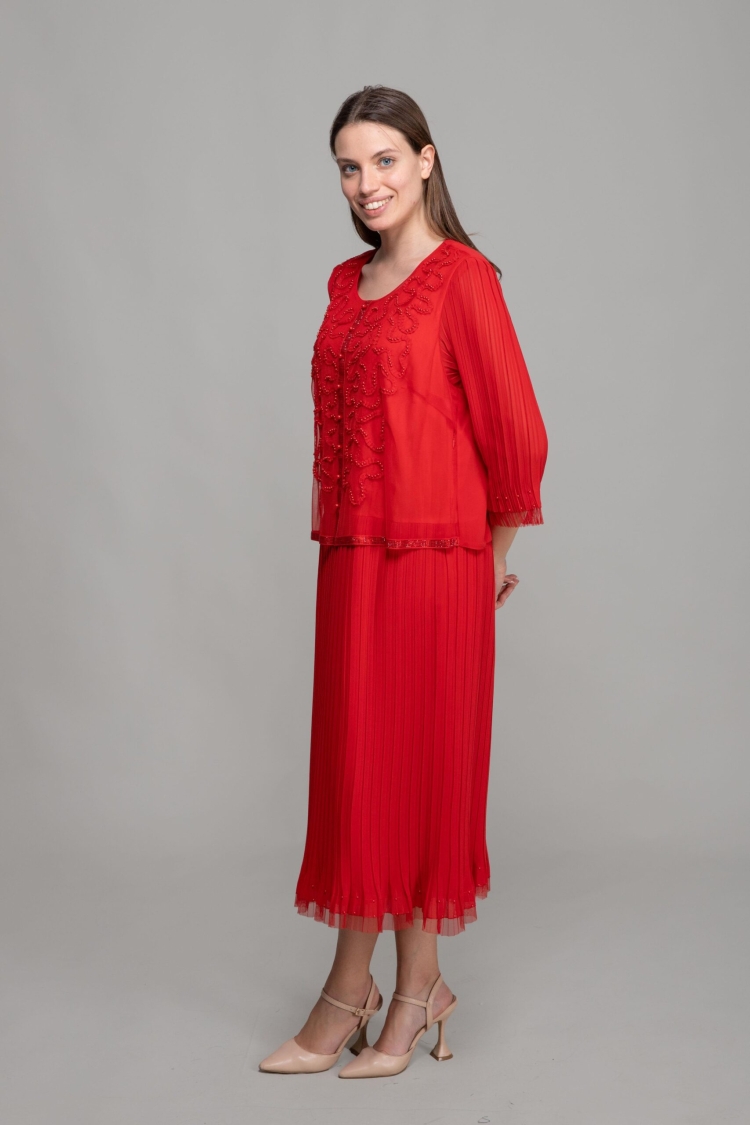 Round Neck Dress + Tulle Blouse - GUMANIZE - Globality Store - Women Clothes Wholesale Turkey