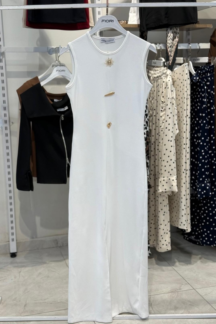 Draped Sun Accessory Zero Sleeve Side Slit Dress