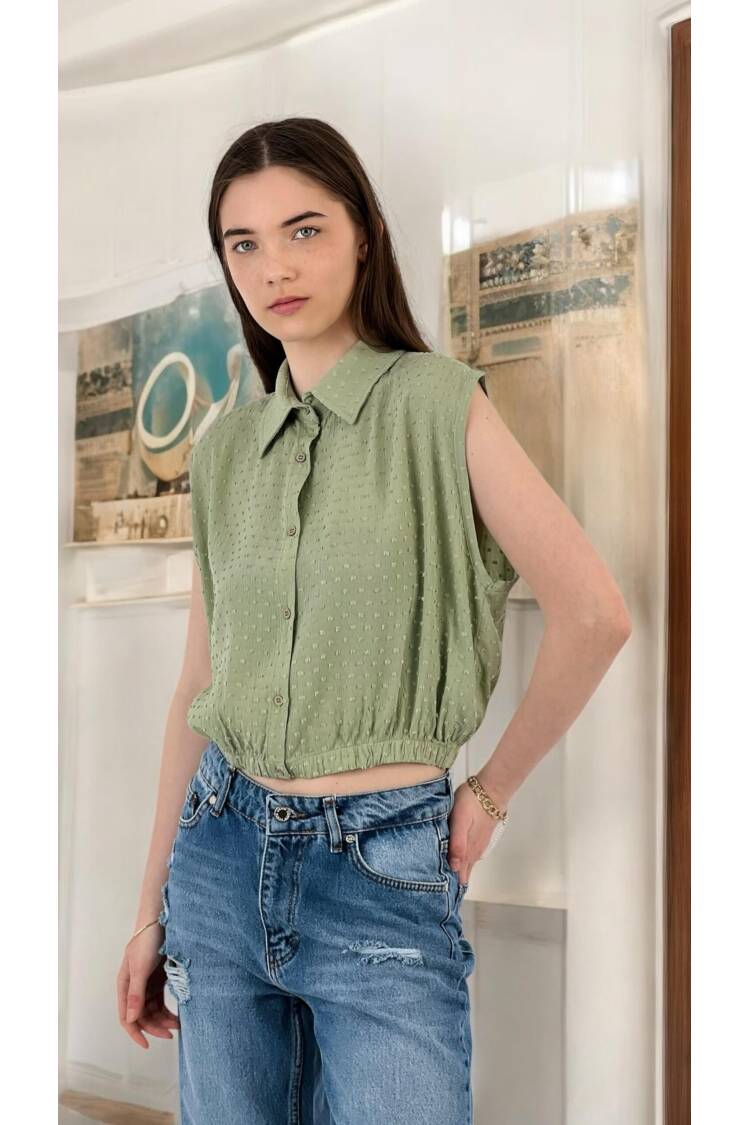 Textured Sleeveless Shirt - Summer Chic - MISS POEM - Globality Store - Women Clothes Wholesale Turkey
