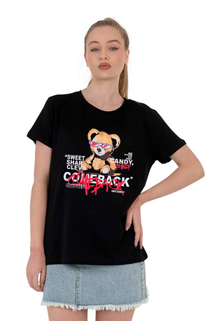 Cool Bear Printed T-Shirt —& White