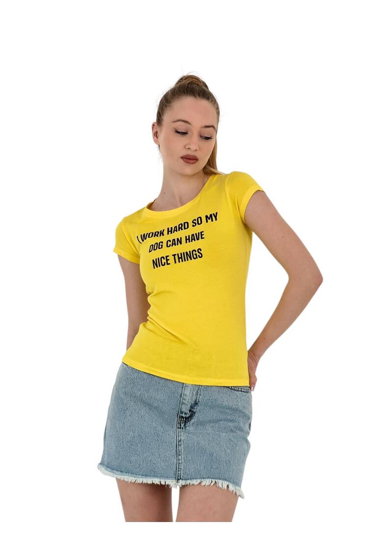 Summer Letter Print Short Sleeve Slim Black T-Shirt
