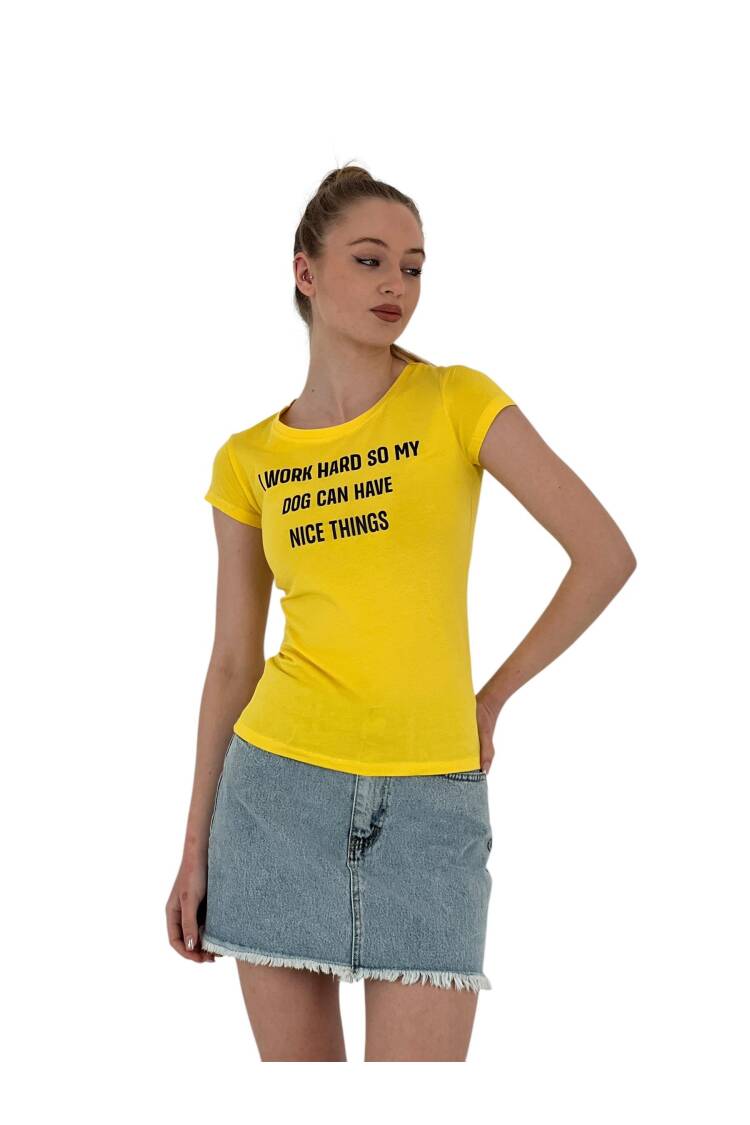 Summer Letter Print Short Sleeve Slim Black T-Shirt