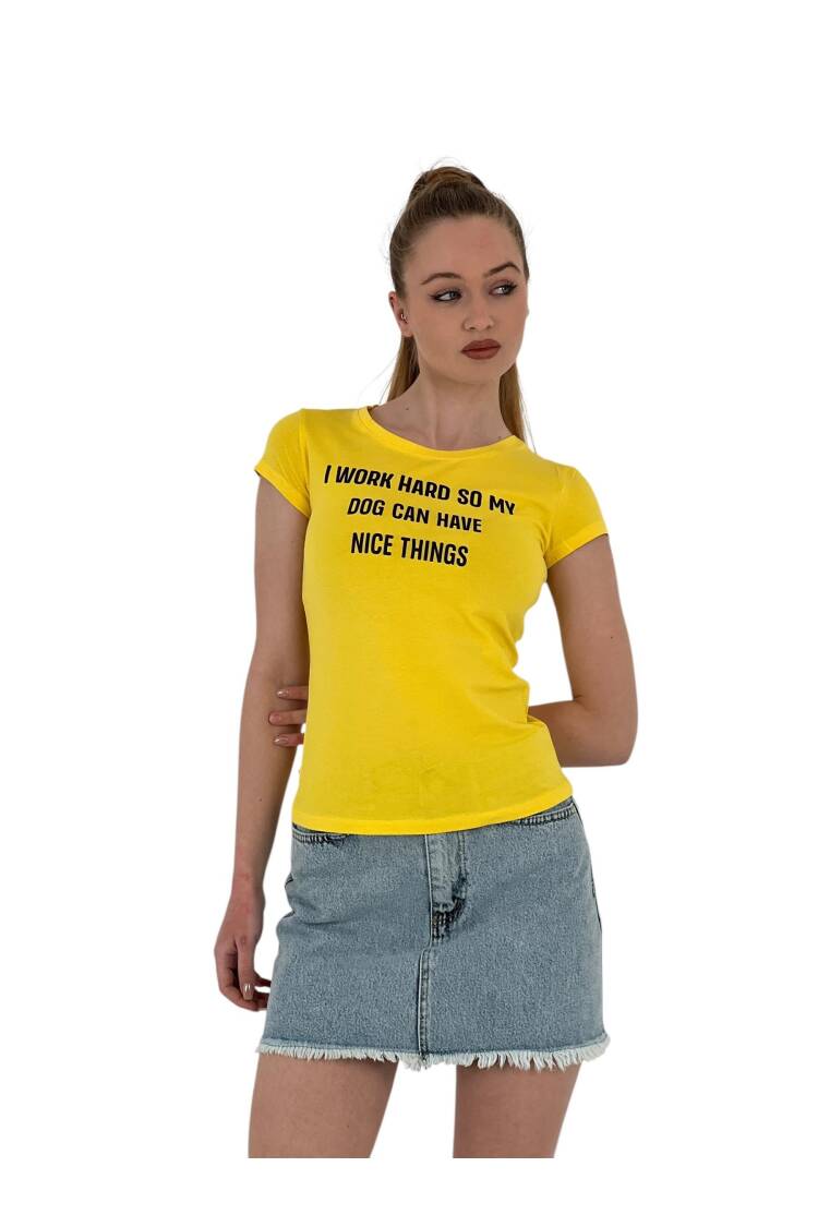 Summer Letter Print Short Sleeve Slim Black T-Shirt
