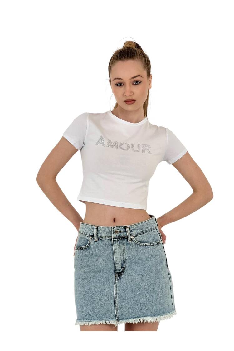Stone Detailed Women's T-Shirt - MISS POEM - Globality Store - Women Clothes Wholesale Turkey