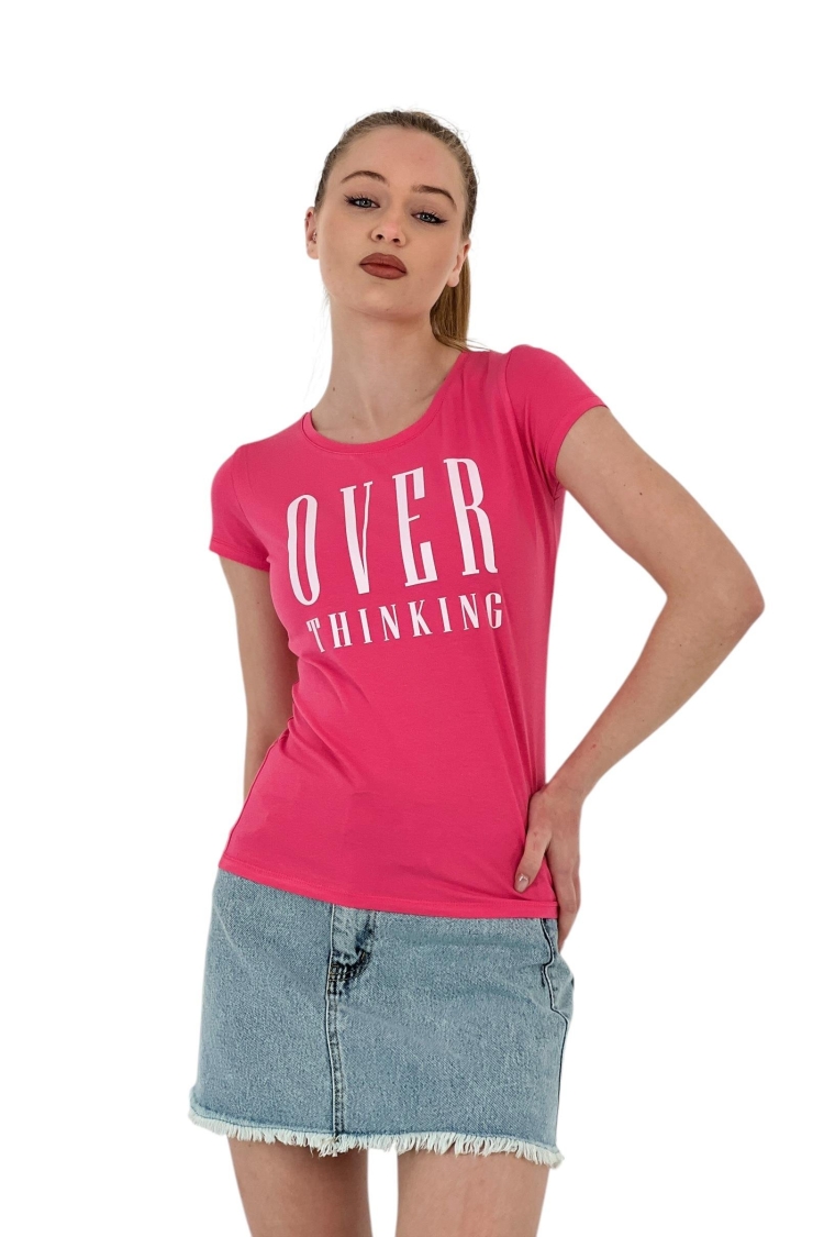 Thinking Printed Short Sleeve SlimT-Shirt