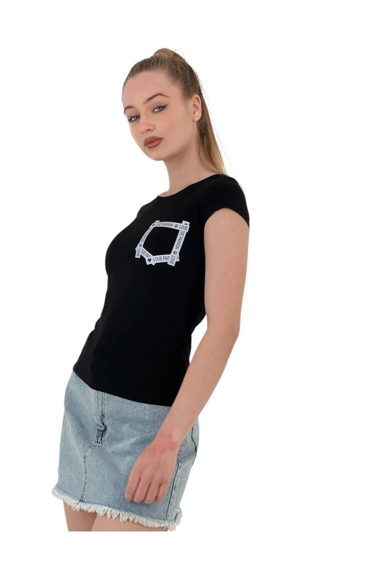 Summer Printed Short Sleeve SkinnyT-Shirt - MISS POEM - Globality Store - Women Clothes Wholesale Turkey