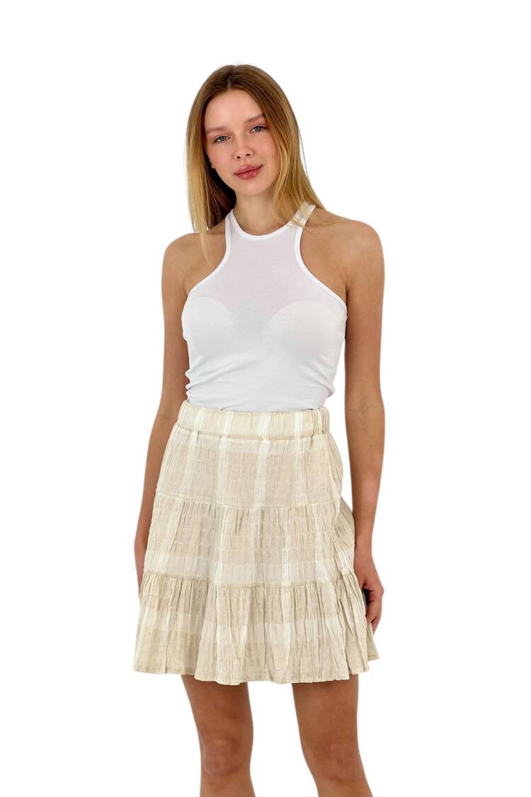 Linen Pleated Skirt - MISS POEM - Globality Store - Women Clothes Wholesale Turkey