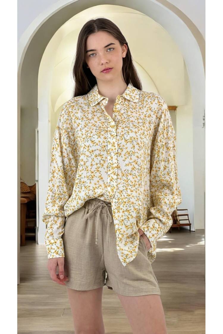 Breezy Floral Print Shirt - MISS POEM - Globality Store - Women Clothes Wholesale Turkey